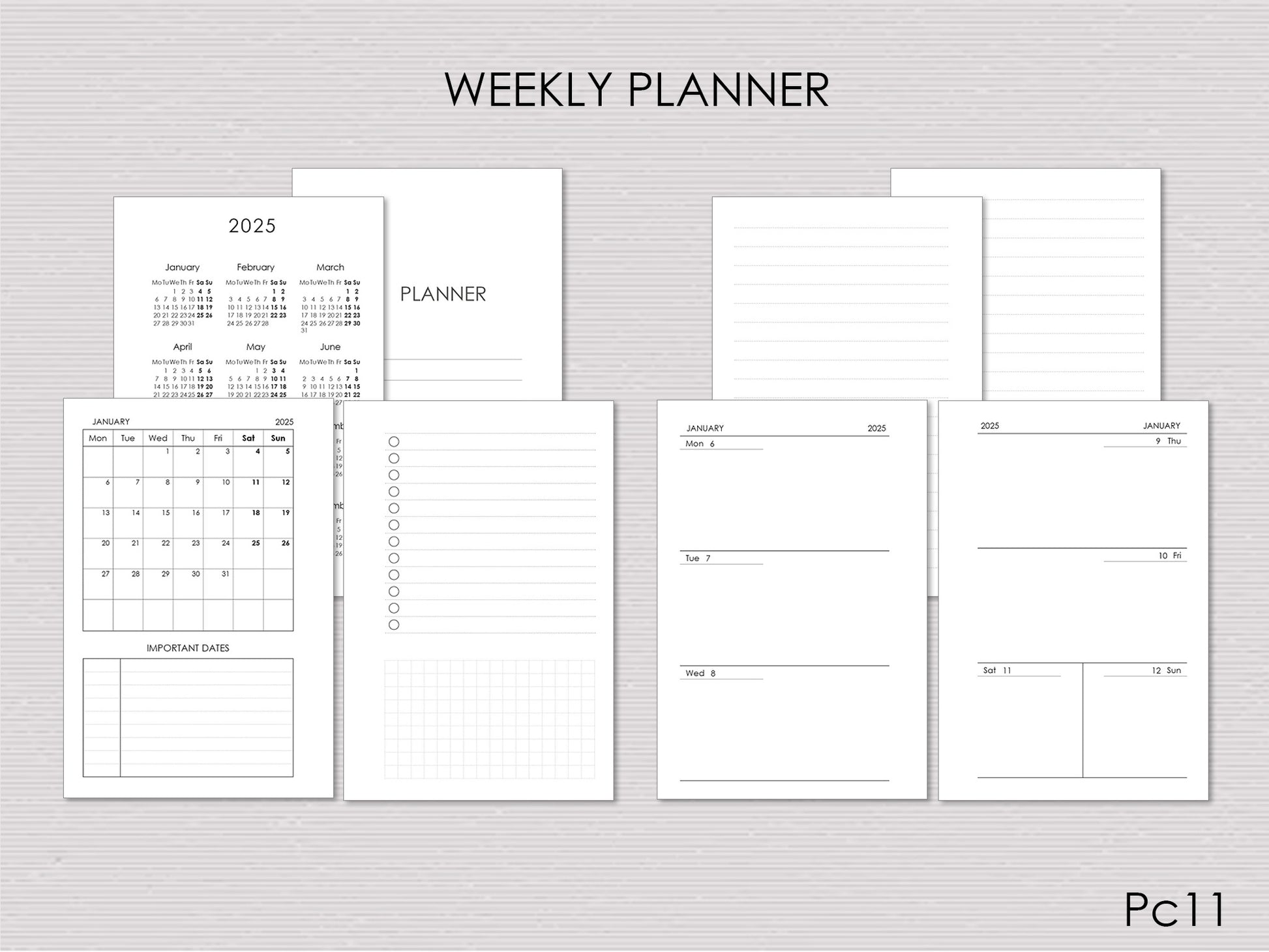 Pages for pocket planner, Filofax, Moterm