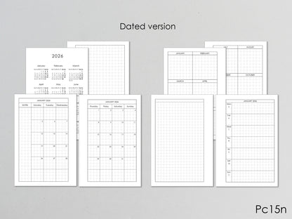 Monthly Weekly Planner Inserts - Hobonichi style (Pocket Size) / PC-15n