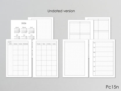Monthly Weekly Planner Inserts - Hobonichi style (Pocket Size) / PC-15n