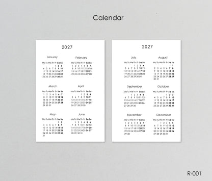 Printable Calendar 2027 2028 (Pocket Size) - Digital Inserts R-001