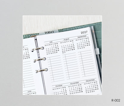 Printable Calendar 2027 Future Log (Personal size) - Digital Inserts R-002