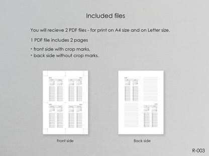 Printable Calendar Future Log (Pocket Size) - Digital Inserts R-003