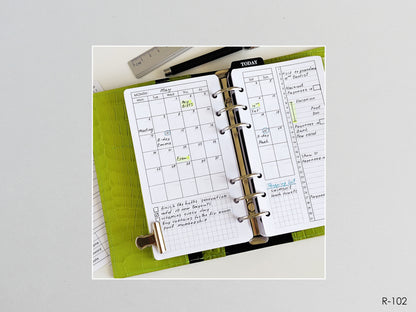 Printable Monthly Pages (Personal size) - Digital Inserts R-102