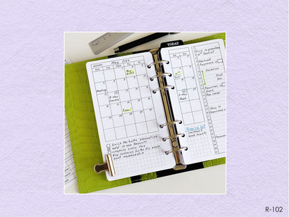 Printable Monthly Pages (Personal size) - Digital Inserts R-102