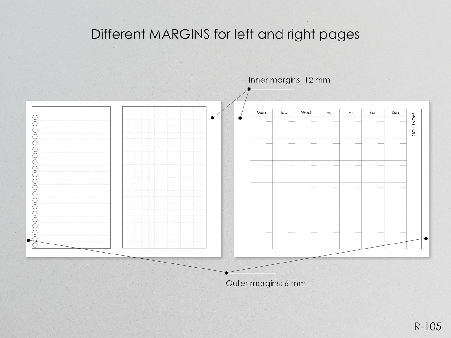 Printable Fold Out Monthly Pages (Pocket Size) - Digital Inserts R-105