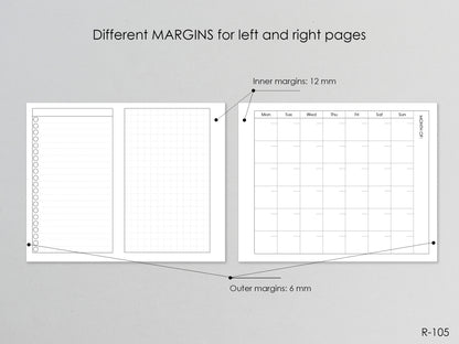 Printable Fold Out Monthly Pages (Pocket Size) - Digital Inserts R-105