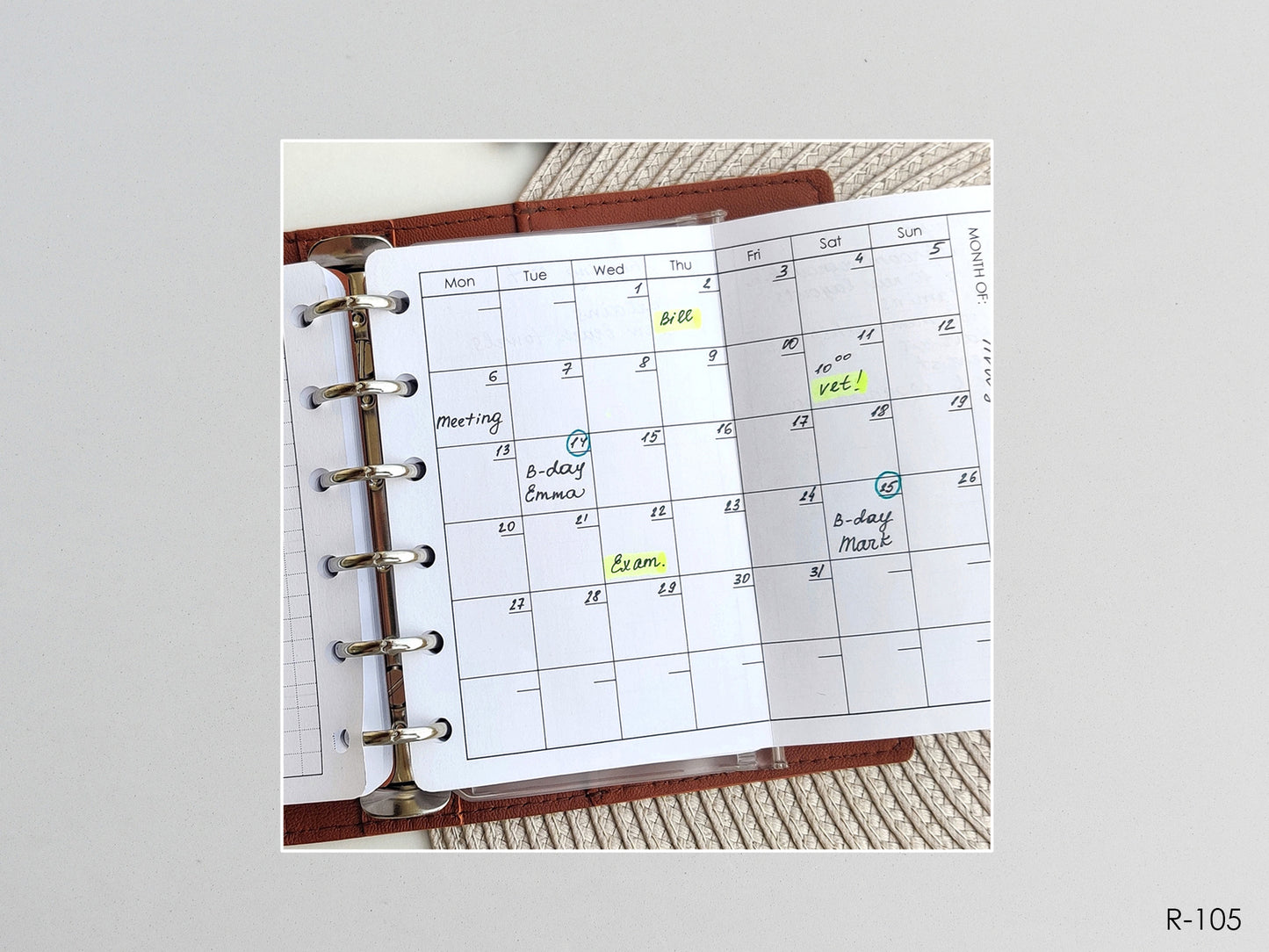Printable Fold Out Monthly Pages (Pocket Size) - Digital Inserts R-105