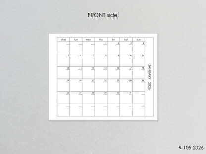 Printable 2026 Fold Out Monthly Pages (Pocket Size) - Digital Inserts R-105d