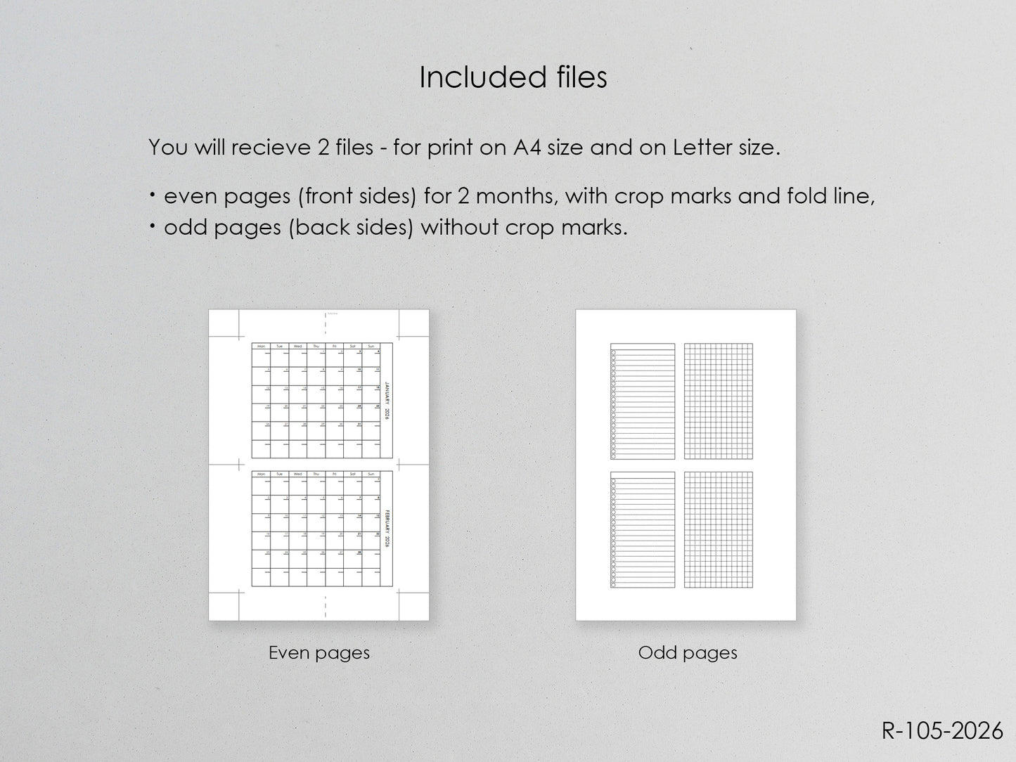 Printable 2026 Fold Out Monthly Pages (Pocket Size) - Digital Inserts R-105d