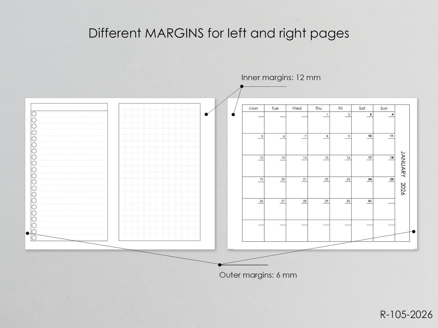 Printable 2026 Fold Out Monthly Pages (Pocket Size) - Digital Inserts R-105d