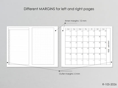 Printable 2026 Fold Out Monthly Pages (Pocket Size) - Digital Inserts R-105d