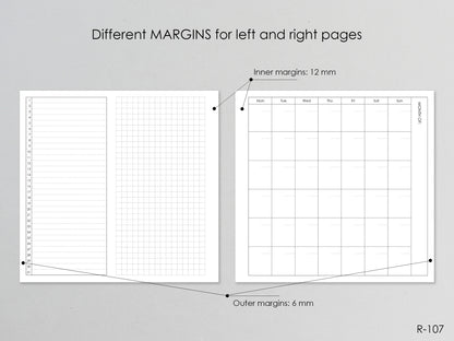 Printable Foldout Monthly Pages (Personal Size) - Digital Inserts R-107