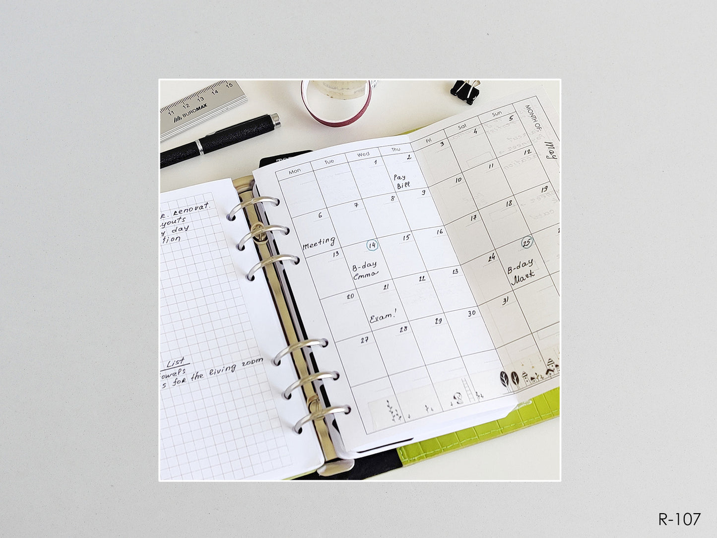 Printable Foldout Monthly Pages (Personal Size) - Digital Inserts R-107