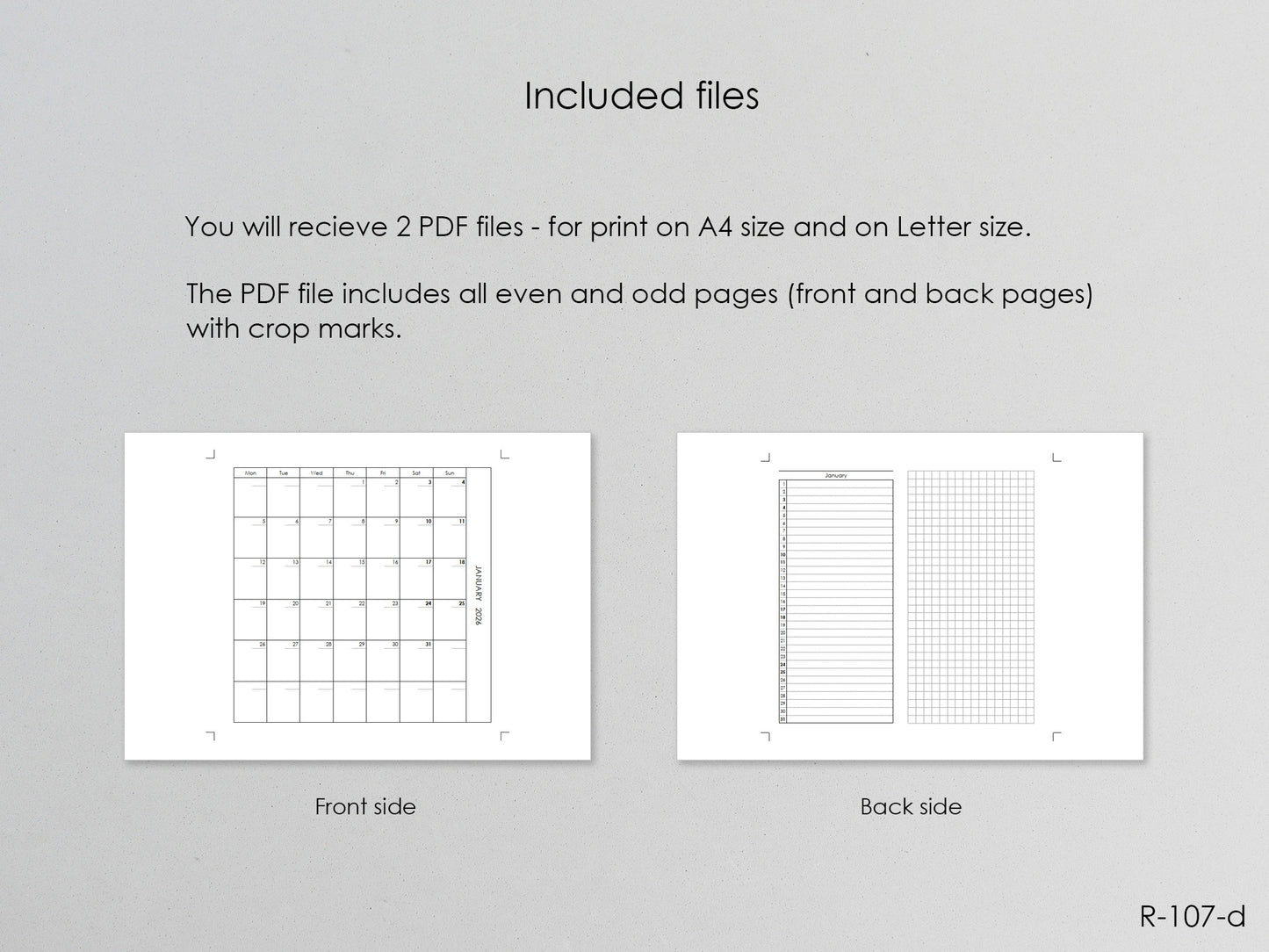 2026 Printable Foldout Monthly Pages (Personal Size) - Digital Inserts R-107d