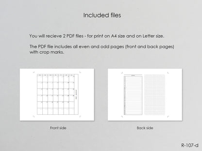 2026 Printable Foldout Monthly Pages (Personal Size) - Digital Inserts R-107d
