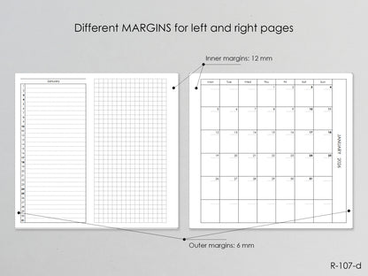2026 Printable Foldout Monthly Pages (Personal Size) - Digital Inserts R-107d