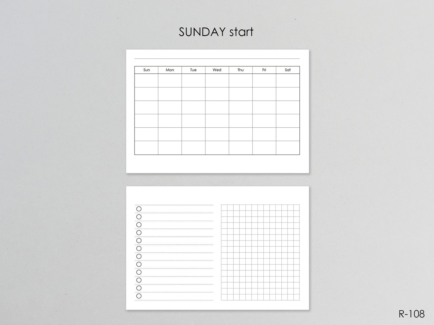 Printable Horizontal Montly Pages (Pocket size) - Digital Inserts R-108