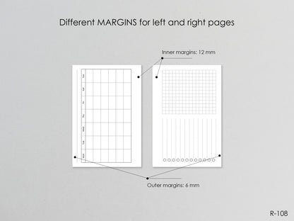 Printable Horizontal Montly Pages (Pocket size) - Digital Inserts R-108