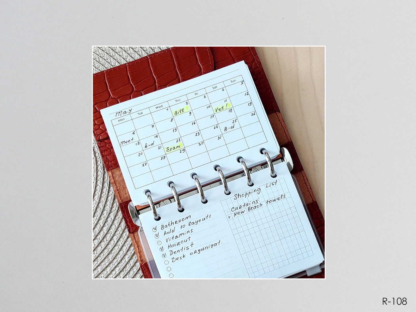 Printable Horizontal Montly Pages (Pocket size) - Digital Inserts R-108