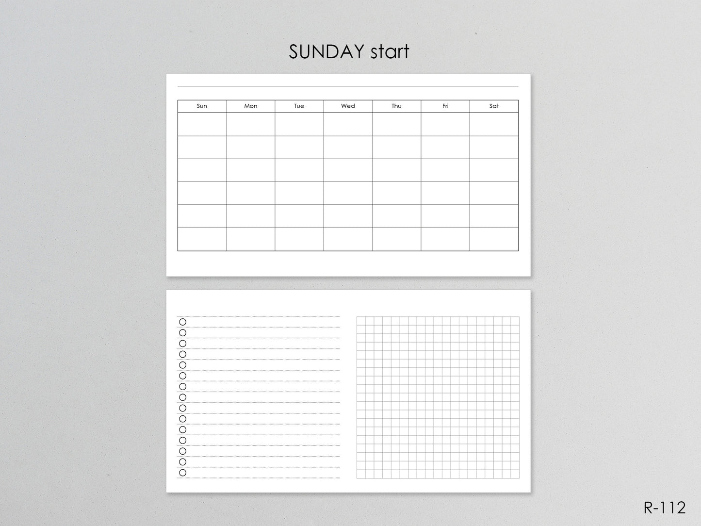 Printable Horizontal Monthly Pages (Personal size) - Digital Inserts R-112