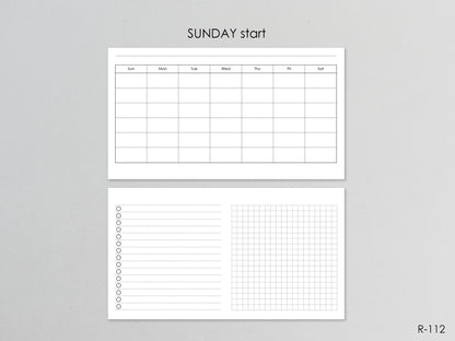 Printable Horizontal Monthly Pages (Personal size) - Digital Inserts R-112