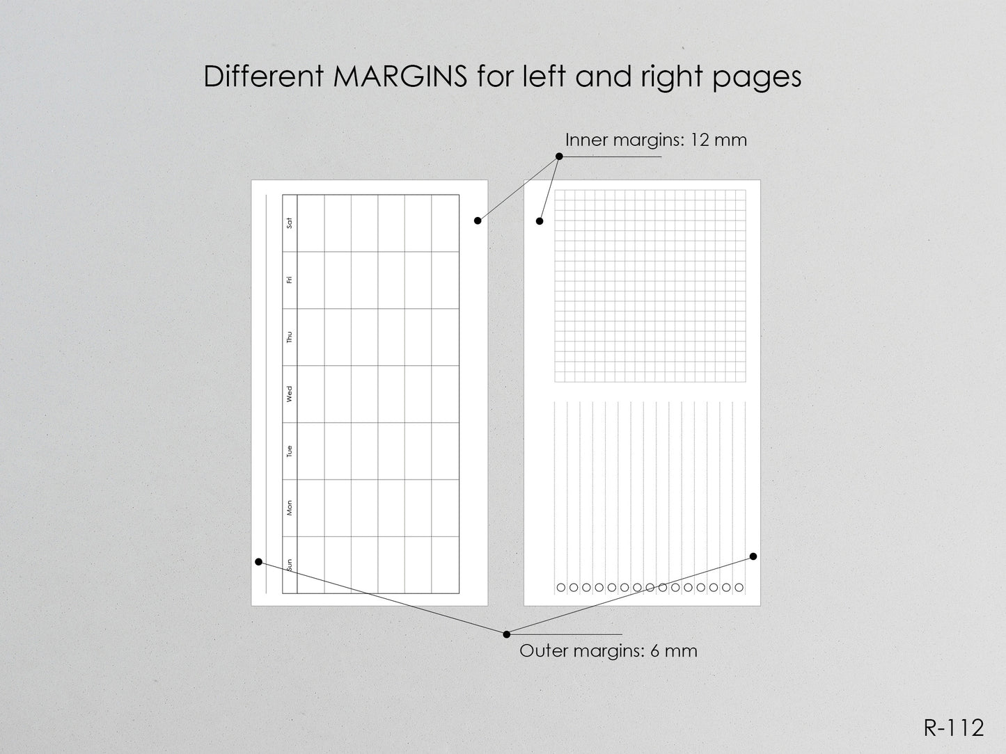 Printable Horizontal Monthly Pages (Personal size) - Digital Inserts R-112