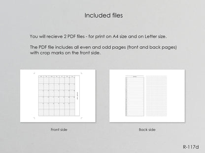 Printable Foldout Monthly Pages 2026 2027 (Personal Size) - Digital Inserts R-117d