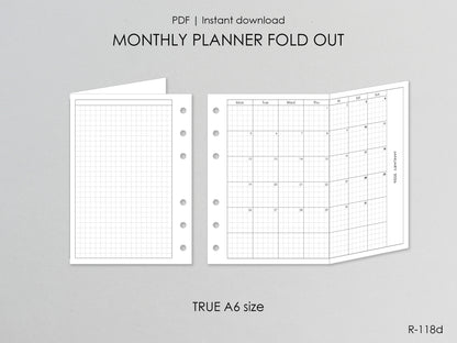 2026 Printable Foldout Monthly Pages (A6 Size) - Digital Inserts R-118d