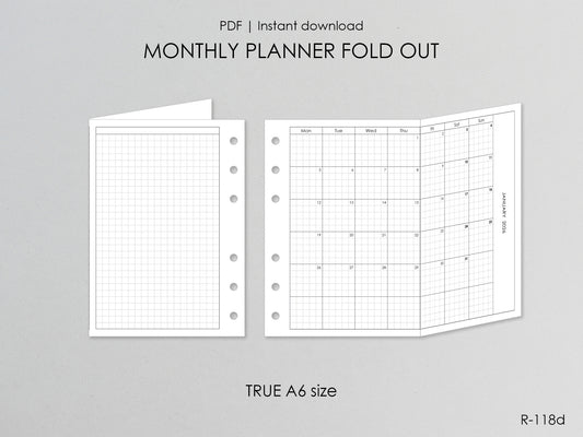 2026 Printable Foldout Monthly Pages (A6 Size) - Digital Inserts R-118d