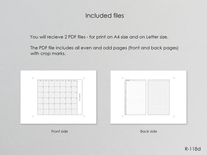 2026 Printable Foldout Monthly Pages (A6 Size) - Digital Inserts R-118d