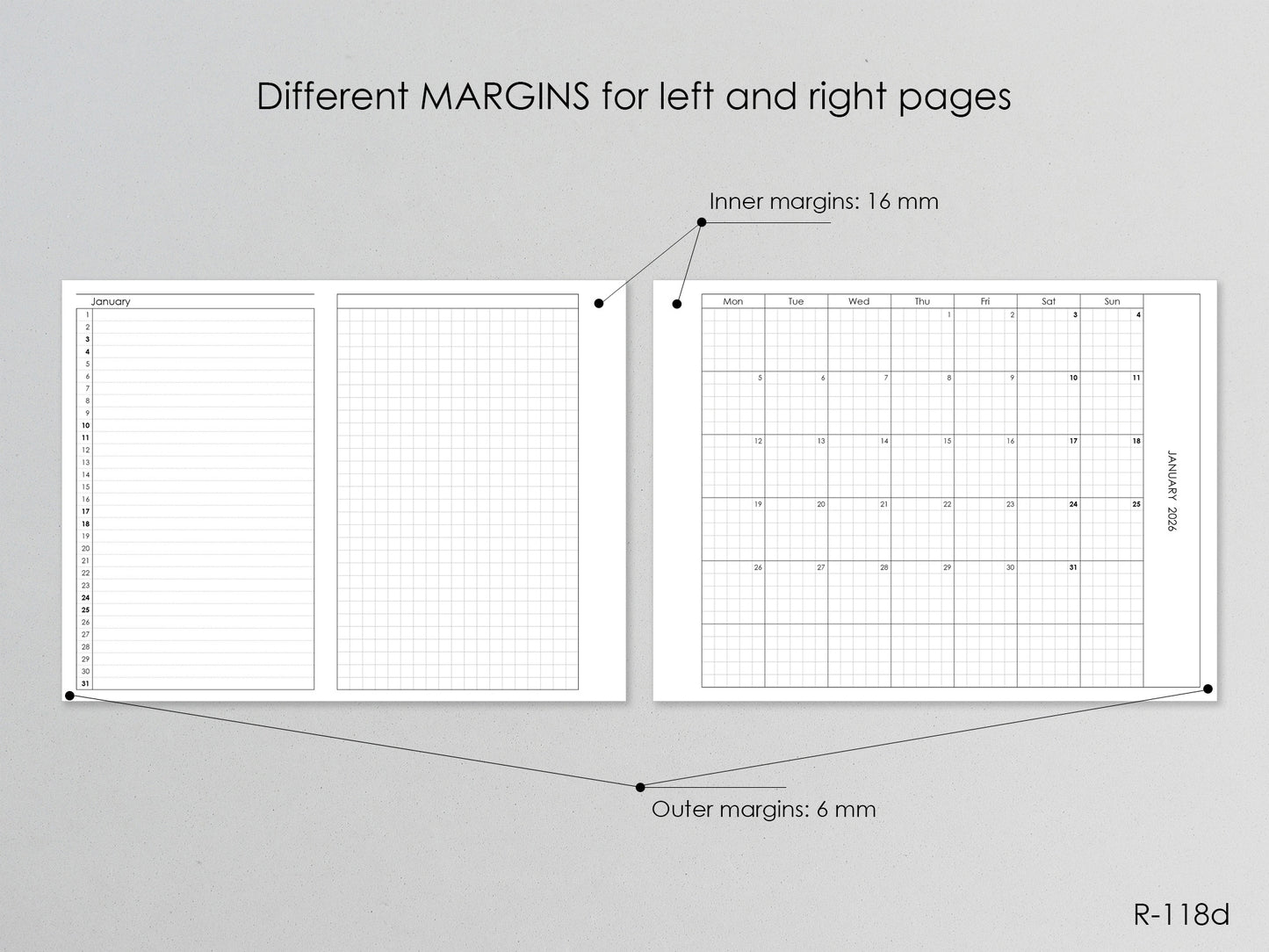 2026 Printable Foldout Monthly Pages (A6 Size) - Digital Inserts R-118d