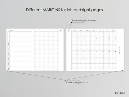 2026 Printable Foldout Monthly Pages (A6 Size) - Digital Inserts R-118d