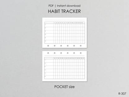 Printable Habit Tracker Pages (Pocket size) - Digital Inserts R-307