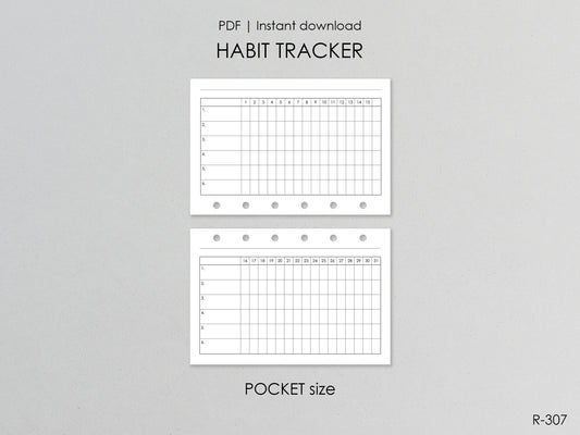 Printable Habit Tracker Pages (Pocket size) - Digital Inserts R-307