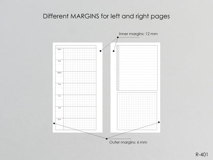 Printable Weekly Pages (Personal size) - Digital Inserts R-401
