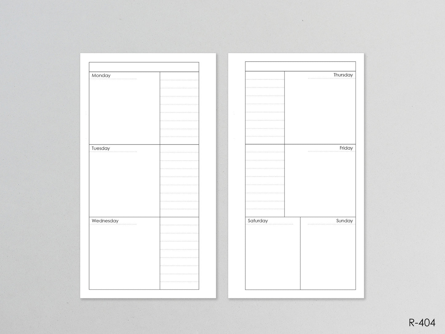 Printable Weekly Pages (Personal size) - Digital Inserts R-404