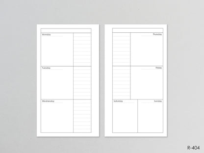 Printable Weekly Pages (Personal size) - Digital Inserts R-404