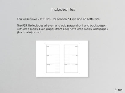 Printable Weekly Pages (Personal size) - Digital Inserts R-404