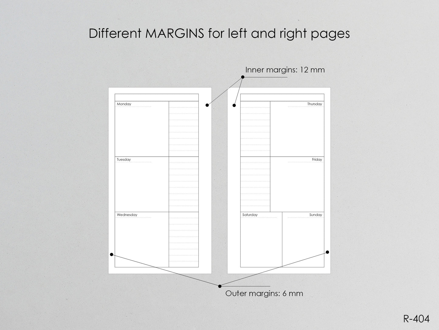 Printable Weekly Pages (Personal size) - Digital Inserts R-404