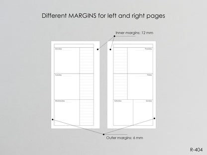 Printable Weekly Pages (Personal size) - Digital Inserts R-404