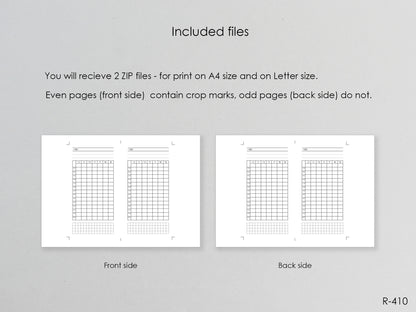 Printable Weekly Hourly Pages (Personal size) - Digital Inserts R-410