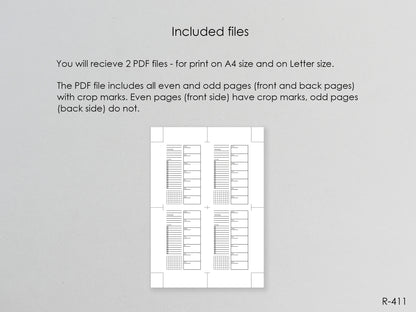 Printable Weekly Pages WO1P (Pocket Size) - Digital Inserts R-411
