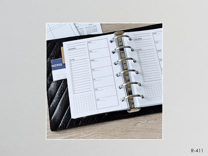 Printable Weekly Pages WO1P (Pocket Size) - Digital Inserts R-411