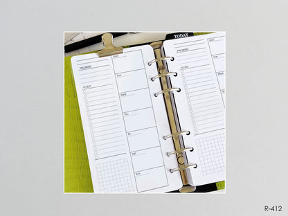 Printable Weekly Pages Monday or Sunday Start (Personal size) - Digital Inserts R-412