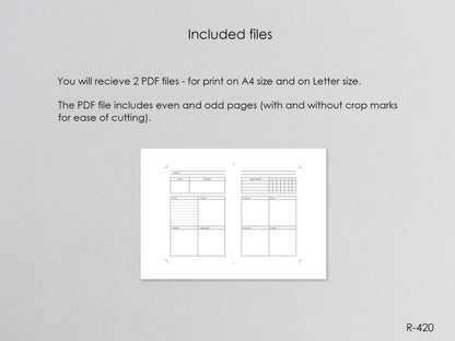 Printable pages for A6 planner