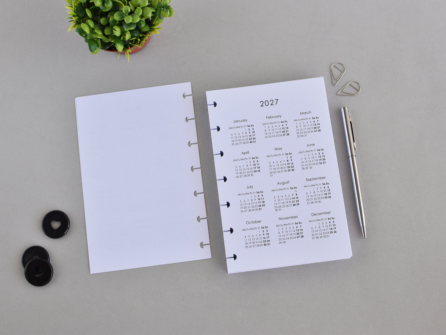 Disc Planner Inserts Bundle - Monthly And Weekly Refill (HP Mini Size) / M-04