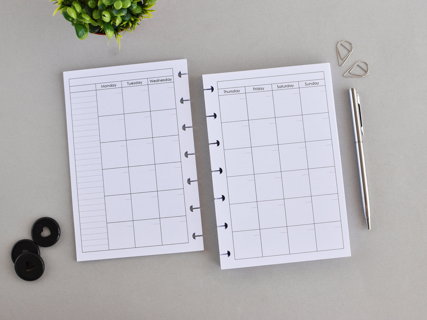 Disc Planner Inserts Bundle - Monthly And Weekly Refill (HP Mini Size) / M-04