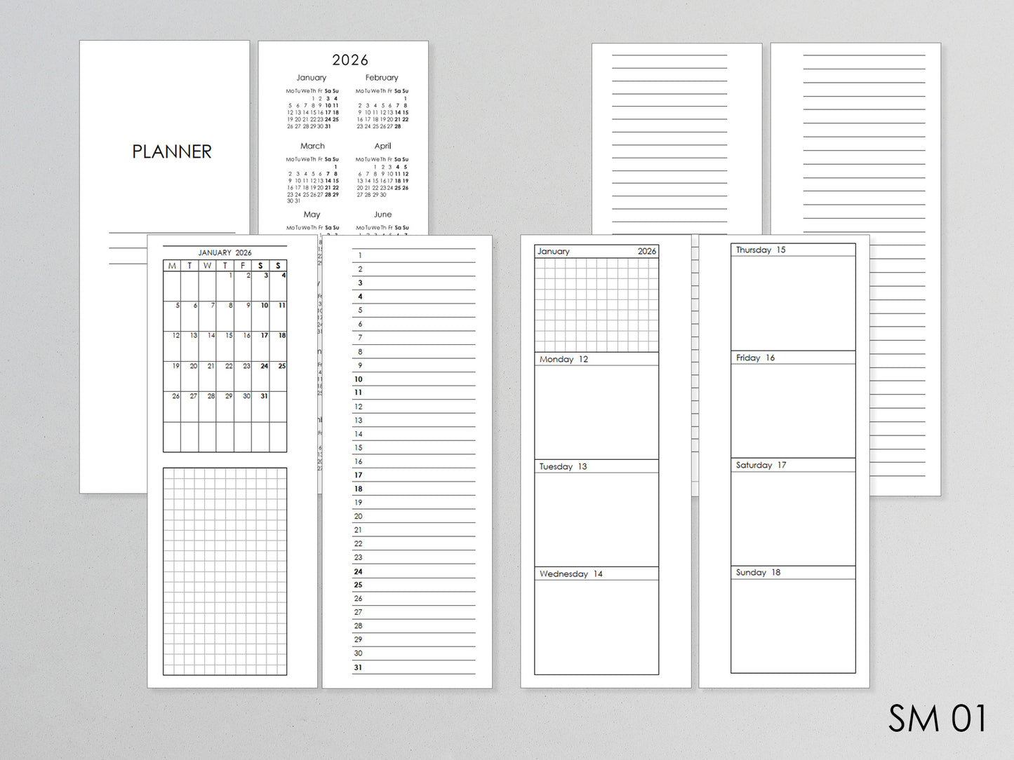 2026 Pages for Discbound planner HP Skinny Mini size