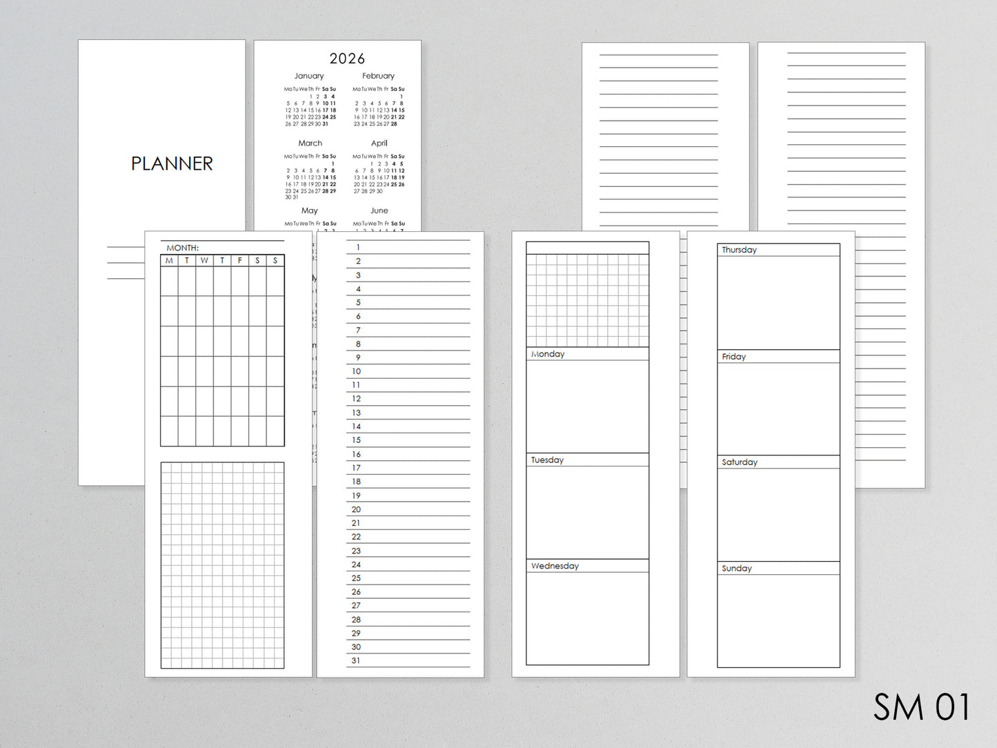 planner pages HP Skinny Mini size