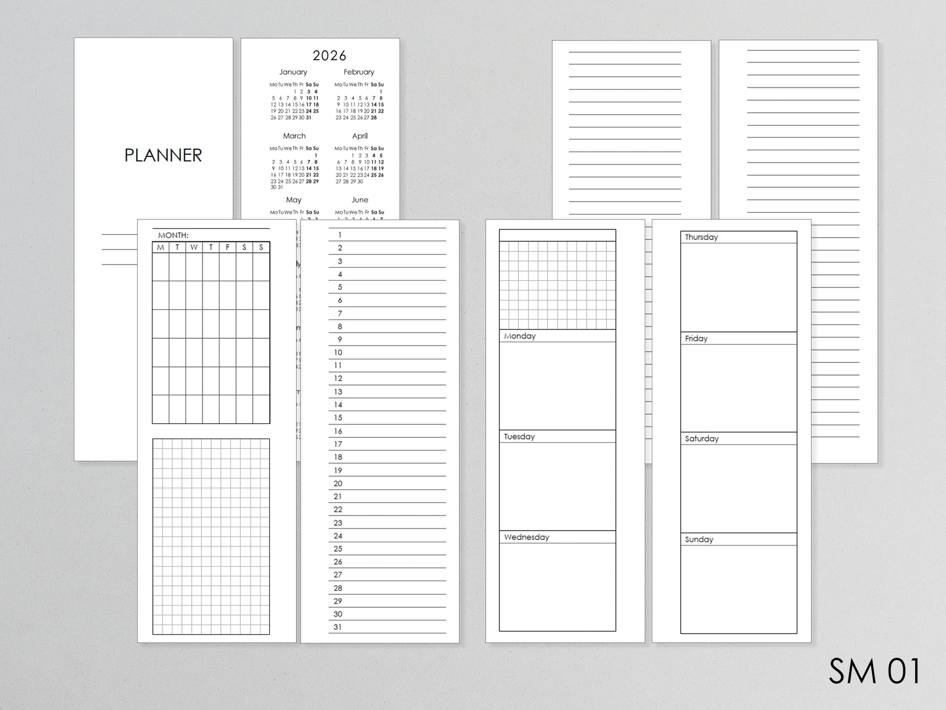 planner pages HP Skinny Mini size